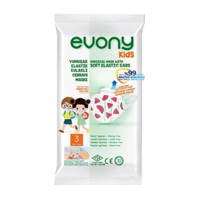 Kids Elastik Kulaklıklı Cerrahi Çocuk Maskesi 10'lu
