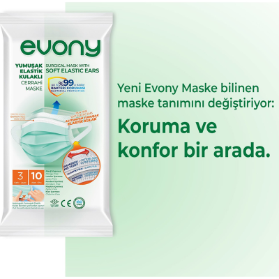 Yumuşak Elastik Kulaklıklı Cerrahi Maske 10'lu