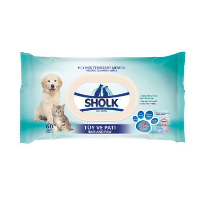 Evcil Hayvan Tüy ve Pati Temizleme Mendili 60'lı