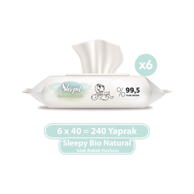 Bio Natural Islak Bebek Bakım Havlusu 6x40