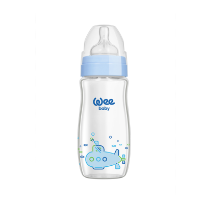 Klasik Plus Geniş Ağızlı Isıya Dayanıklı Cam Biberon Mavi 280 ml